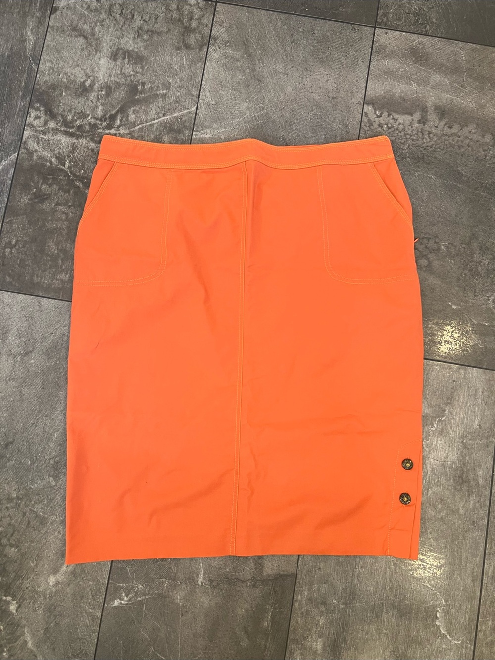 Elena Miro Women's Orange Pencil Skirt with Button Detail size 18 cotton